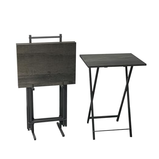 JOIN IRON Metal Foldable TV Tray Table (Set of 4)